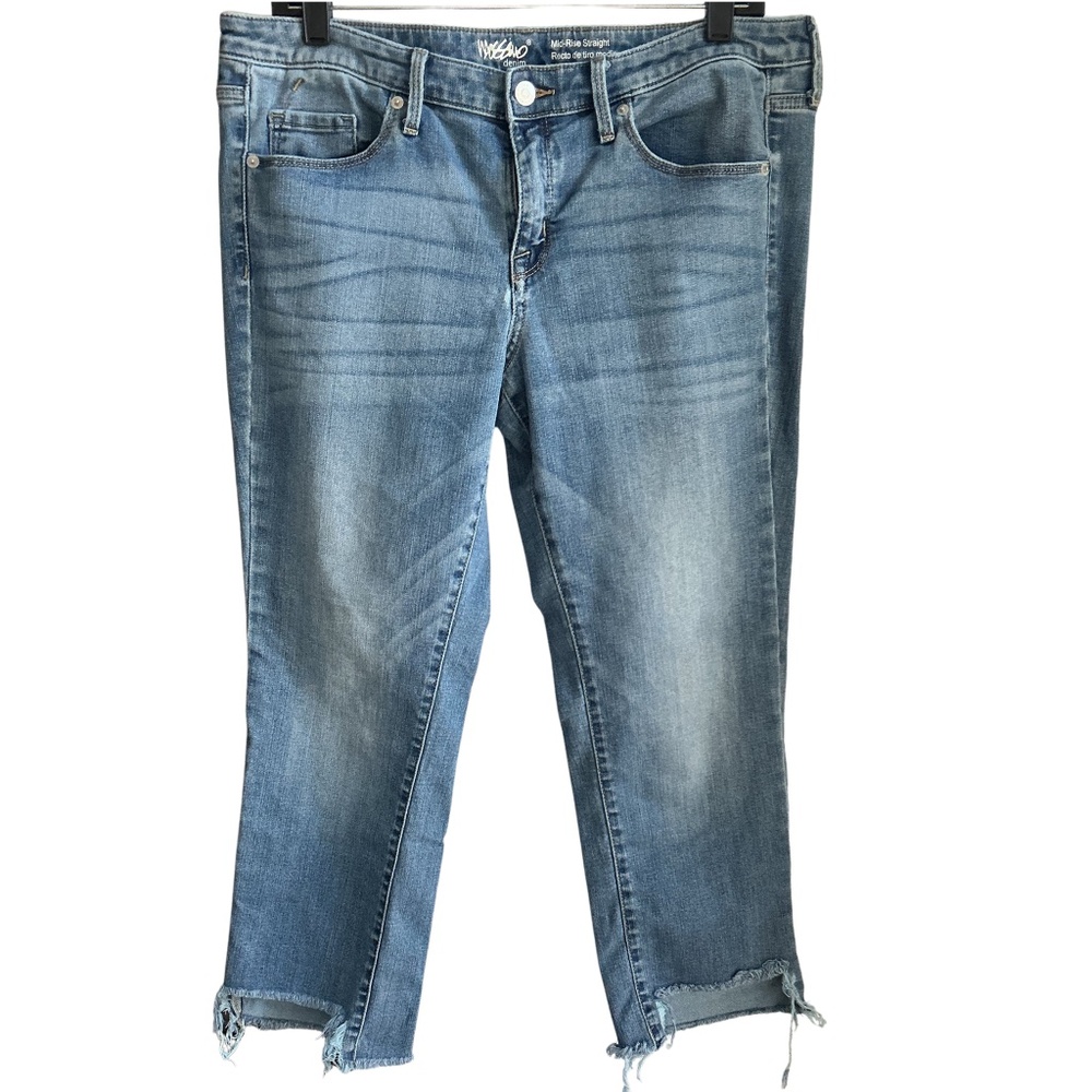 MOSSIMO Distressed Raw Hem Mid Rise Straight Jeans 36x25